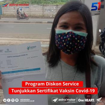 Tunjuk Surat Vaksin Covid-19, Servis Motor Dapat Diskon di AHASS Astra Motor Natar